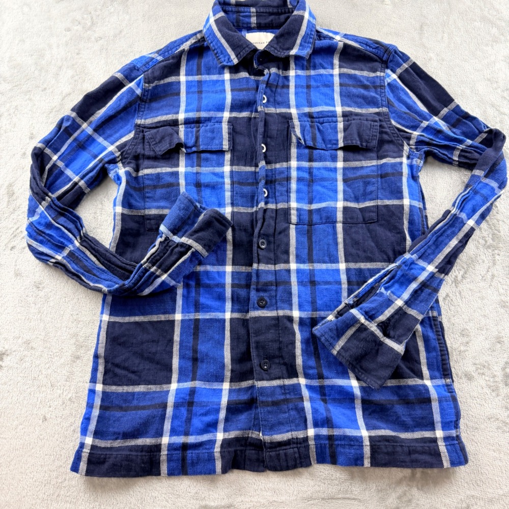 American Eagle Outfitters Women's XS Blue Plaid Flannel Button Down Shirt